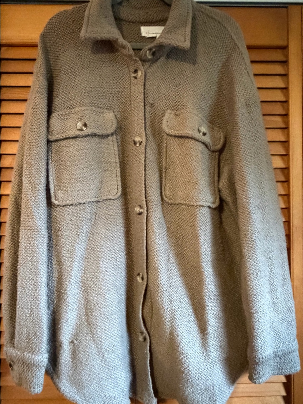 By Anthropologie Cozy Cotton Knit Oversized Shacket Jacket Taupe Brown XL